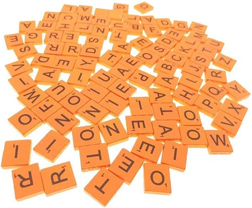 Set van 100 stuks - Bordspel Letters - A tot Z - Oranje