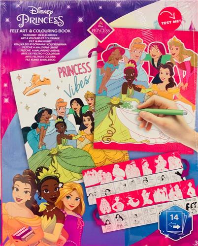 Disney Princess - Kleurboek met vilt - Knutselen voor meisjes - Knutselen voor jongens - Vilt kleurboek, 28 kleurplaten met al jouw Disney prinsessen