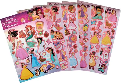 Disney Princess - 6 vellen stickers - stickerboek - knutselen - prinsessen - holografisch roze