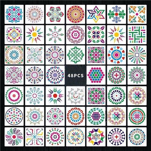 BOTC Mandala dot painting sjablonen - dotting art - Hobby sjablonen - teken sjablonen - schildersjablonen - 48 stuks 13x13cm
