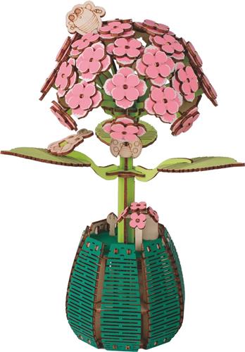 Houten Bouwpakket DIY van een Hortensia in Pot