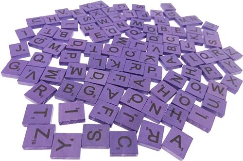 Set van 100 stuks - Bordspel Letters - A tot Z - Paars