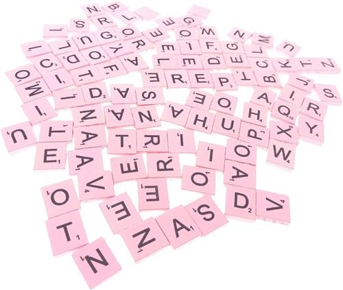 Set van 100 stuks - Bordspel Letters - A tot Z - Licht Roze