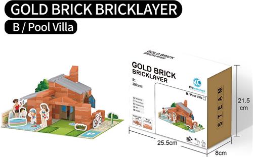 Bouwpakket STEAM DIY Villa met Zwembad- Steen- zelf steentjes maken en bouwen