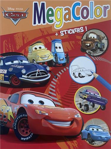 MegaColor Disney kleur- en Stickerboek - Pixar Cars Oranje - Extra dik! - Kleurboek met 25 Stickers - +/- 130 Kleurplaten - Knutselen voor Kinderen - Uitermate Geschikt voor Kleurpotloden en Wasco - Kleuren
