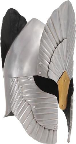 Ridderhelm middeleeuws replica LARP staal zilverkleurig