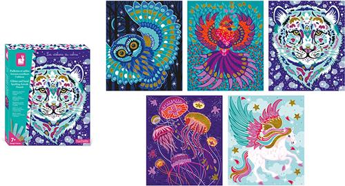 Janod Les Ateliers Du Calme - Glinsterende Zand En Glitter Dieren - 5 Schilderijen Om Te Versieren Met Zand En Glitter - Geschikt Vanaf 7 Jaar
