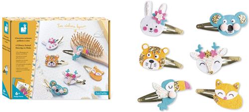 Janod Les Ateliers Bijoux - Maak 6 Glinsterende Haarspeldjes Met Dieren - Knutselset - Geen Lijm Nodig! - Geschikt Vanaf 6 Jaar