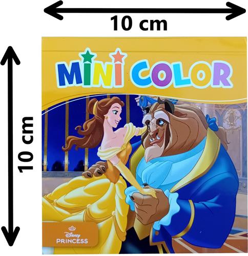 Disney Princess - mini kleurboek - 10 bij 10 cm - 24 kleurplaten - afscheurbaar kleurblok - prinsessen - Belle - Ariël - Rapunzel - Jasmine - Viana - Sneeuwwitje - Aurora - Assepoester en nog veel meer