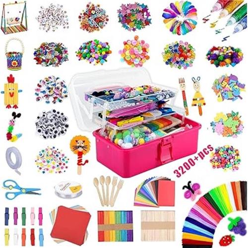 Equivera Knutselkoffer - Knutselkoffer - Knutselset - Knutselpakket - Knutselen - Knutselen voor Kinderen - Knutselpakket voor Kinderen