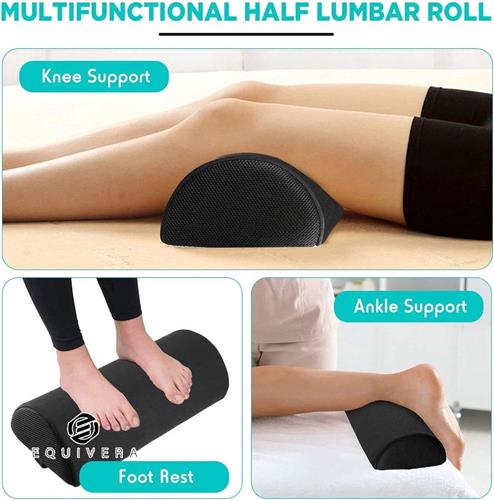 Equivera Lendenkussen voor bureaustoel en auto - Halve maan lendenrol van hoge dichtheid schuim - Rugsteun voor juiste zithouding - Comfortabel en ergonomisch (210 gram)