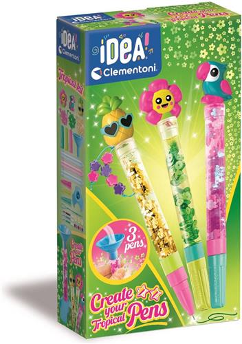 Clementoni iDea - Glitterpennen - Knutselpakket vol Accessoires - Het Creatieve Cadeautje - Glitterpennen maken - Vanaf 6 jaar