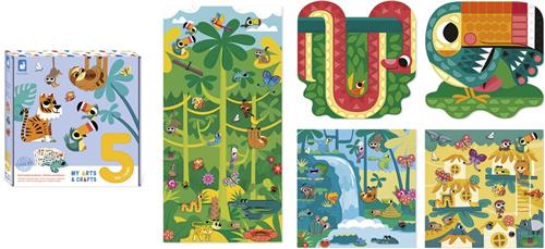 Janod My Arts & Crafts - Stickers Plakken - Knutselset Vol Activiteiten - Set Om 3 Decoraties En 2 Afbeeldingen Te Maken - Geschikt Vanaf 5 Jaar