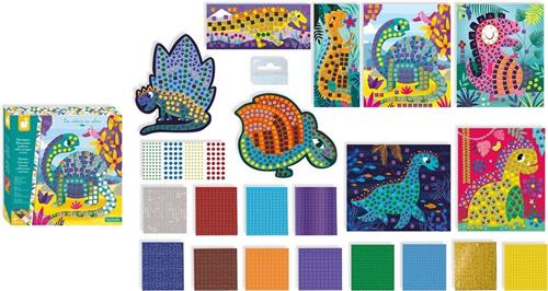 Janod Les Ateliers Du Calme - Mozaïek Dinosaurus - Deze Knutselset Bevat 8 Plankjes Om Te Versieren Met 1400 Foam-Mozaïekstukjes Van 12 Verschillende Kleuren - Geschikt Vanaf 4 Jaar
