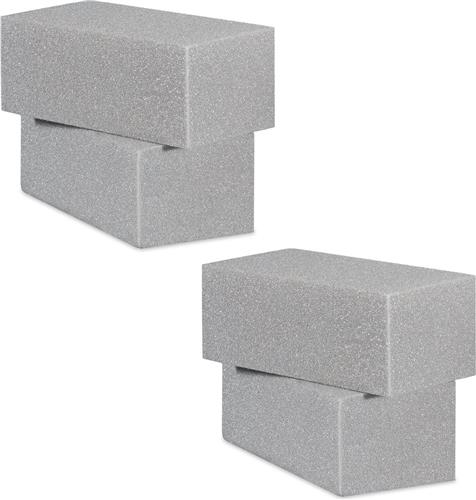 Relaxdays steekschuim kunstbloemen - 4 stuks - 8 x 22,5 x 10,5 cm - droog - oase - bloemschikken - grijs