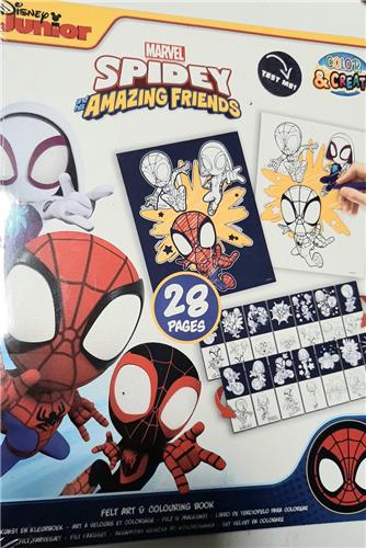 Marvel spidey amazing friends - Disney junior - color & create - felt art colouring book - vilt en kleurboek - 28 kleurplaten