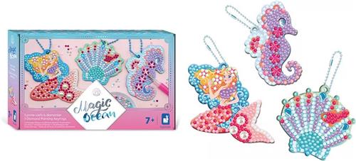 Janod Magic Ocean - 3 Diamond Sleutelhangers - 3 Sleutelhangers Om Te Versieren Met Mini-Steentjes - Geschikt Vanaf 7 Jaar