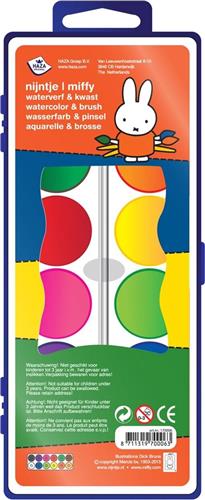 Verf - Waterverf - Nijntje - 12 Napjes + kwastje