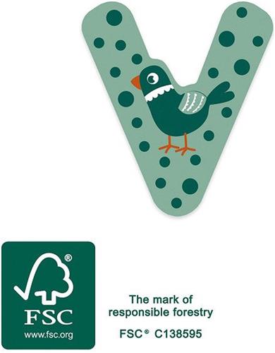 Small Foot - Houten Dieren Kinderletter - V