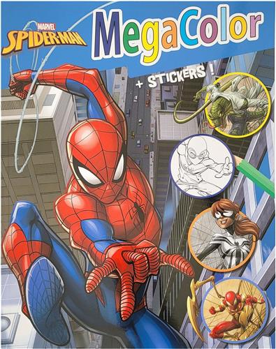Megacolor - Marvel - Spider-Man Extra dik + 25 Stickers - 125 kleurplaten - wit papier