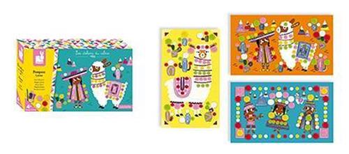 Janod Les Ateliers Du Calme - Lama Pom-poms - 3 Plakplaten Om Te Versieren Met 200 pompoms - Geschikt Vanaf 4 Jaar