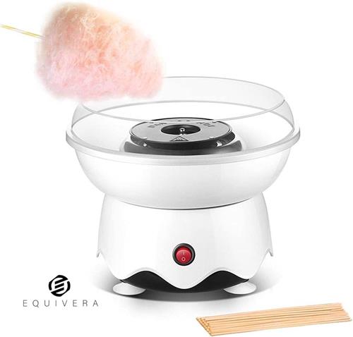 Equivera Suikerspinmachine, 400W elektrisch suikerspin maker, mini floss snoepmachine, Geschikt voor doe-het-zelf voor kinderen, verjaardagsfeestjes, familiebijeenkomsten (Wit)