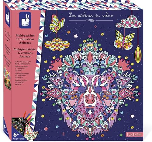 Janod Les Ateliers Du Calme - 17-Delige Dieren-Activiteitenset Voor 7 Verschillende Activiteiten - Knutselset - Geschikt Vanaf 6 Jaar