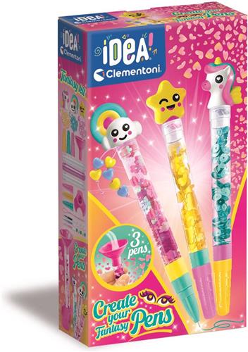 Clementoni iDea - Glitterpennen - Knutselpakket vol Accessoires - Het Creatieve Cadeautje - Glitterpennen maken - Vanaf 6 jaar