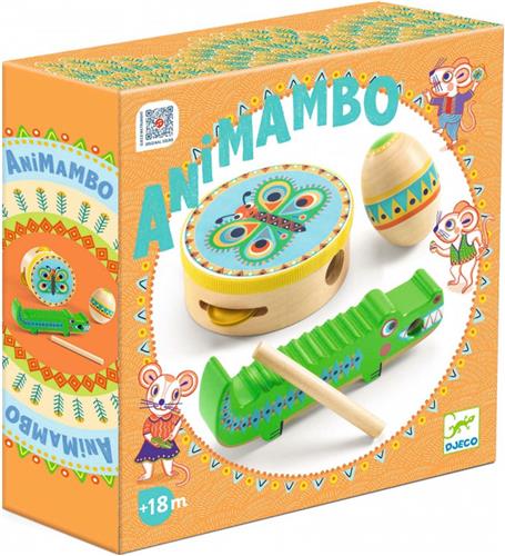 Djeco animambo Set of percussions : tambourine, maracas, guiro