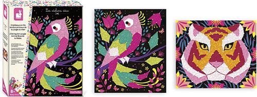 Janod Les Ateliers Deco - String Art Jungle Dieren - Knutselset Touwtjeskunst - Maak 2 Prachtige Dierenkoppen - Geschikt Vanaf 8 Jaar