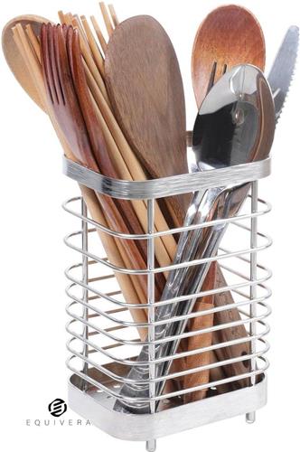 Equivera Bestekmand roestvrij staal - keukenorganizer - metaal - voor laden en werkbladen - Toski - 10 x 75 x 15 cm (l x b x h) bestekpot