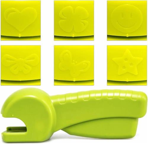 relaxdays embossing machine, stempel, 6 motieven, preegstempel,  drukstempel