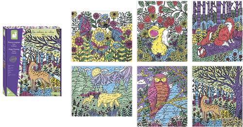 Janod Les Ateliers Du Calme Magisch Schilderij Het Bos - Kleuren Met Water - Bevat 6 Verschillende Kunstwerken Om In Te Kleuren - Geschikt Vanaf 7 Jaar