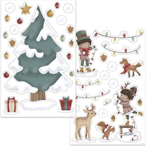 Little Dutch raamstickers kerstboom - herbruikbaar - statische raamfolie - decoratief - kerst decoratie