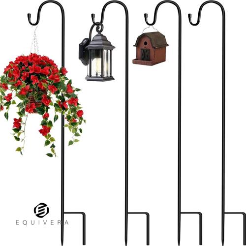 Equivera Tuinherdershaak 90 cm - Metaal - Haak met houder voor vogelkooien - Solarverlichting