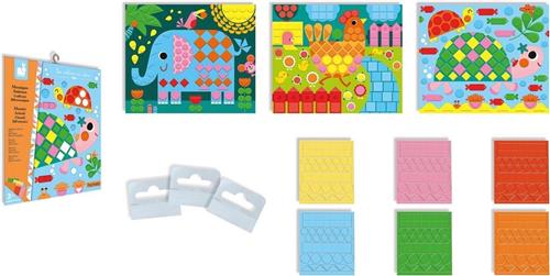 Janod Les Ateliers Du Calme - Mozaïek Dieren - Bevat 3 Borden Om Te Versieren, 260 Foam Mozaïeken Van 6 Verschillende Kleuren En 1 Boekje Met Instructies - Geschikt Vanaf 3 Jaar