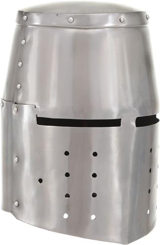 Ridderhelm middeleeuws replica LARP staal zilverkleurig