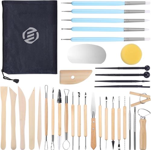 Equivera Pottenbakken Gereedschap - Pottenbakkersgereedschapset - Boetseer Gereedschap - Klei Gereedschap - Boetseer Set - Beeldhouwen - Pottenbakken - Boetseergereedschap - Kleigereedschap - Modelleergereedschap