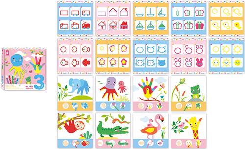 Janod My Arts & Crafts - Creatief tekenen en kleuren - Met 8 tabellen om in te vullen en 10 illustraties om na te maken - Geschikt Vanaf 3 Jaar