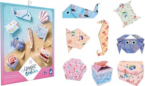 Janod Magic Ocean - Origami - Maak 2 Dozen En 18 Origami Figuren - 20 Origamicreaties Om In Elkaar Te Zetten - Geschikt Vanaf 7 Jaar