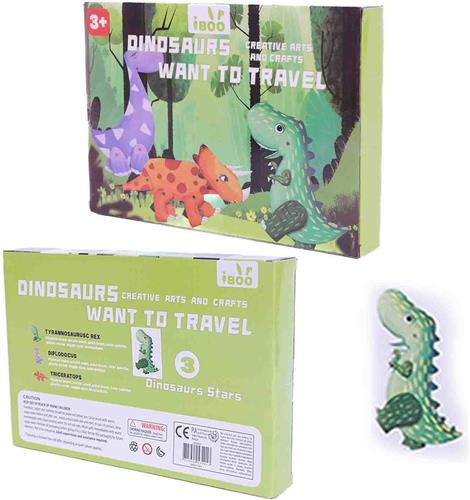 PIA Soft Toys - 3D Dinosaurus DIY kit groen - Tyrannosaurus rex - T-Rex - 23 x 16 x 3 cm