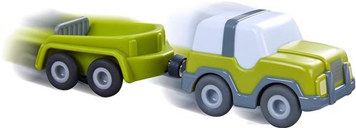 HABA Kullerbü Knikkerbaan - Terreinwagen met aanhanger