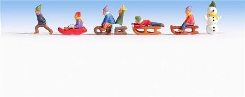 NOCH 36819 N Kinderen in de sneeuw figuren Geverfd, Staand, Zittend
