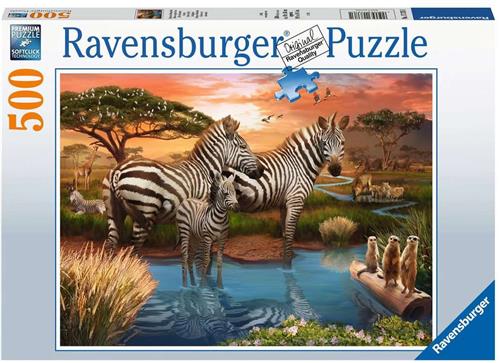 Ravensburger Zebra´s bij de drinkplaats