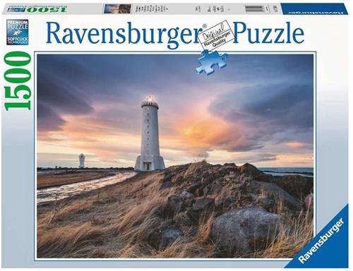 Ravensburger puzzel Prachtige lucht boven de vuurtoren van Akranes IJsland - Legpuzzel - 1500 stukjes