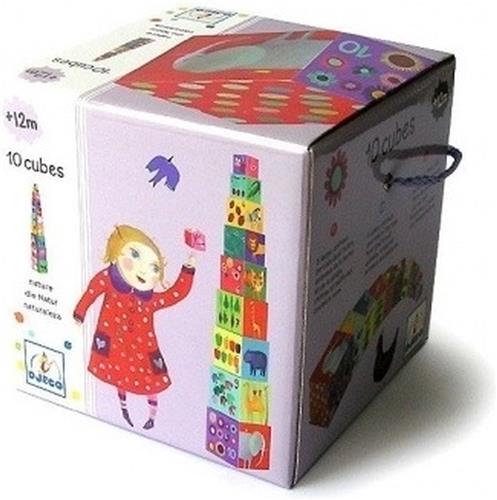 Djeco - 10 Blokken om te Stapelen - Natuur en dieren