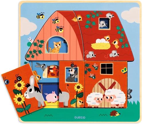 Djeco houten lagenpuzzel Chez Moo