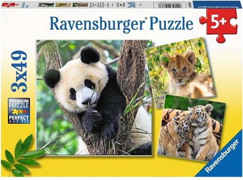Ravensburger puzzel Panda, tijger en leeuw - Legpuzzel - 3x49 stukjes