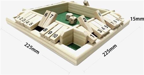 Allernieuwste Shut the box - Dobbelspel - 1 - 4 spelers - Houten Bordspel - Drankspel - Denkspel - Gezelschapsspel voor volwassenen en kinderen