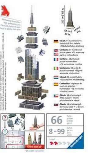 Ravensburger 3D Puzzle 11271 - Mini Empire State Building - Miniaturversion des berühmten Wahrzeichens aus New York zum Puzzeln in 3D - ab 8 Jahren